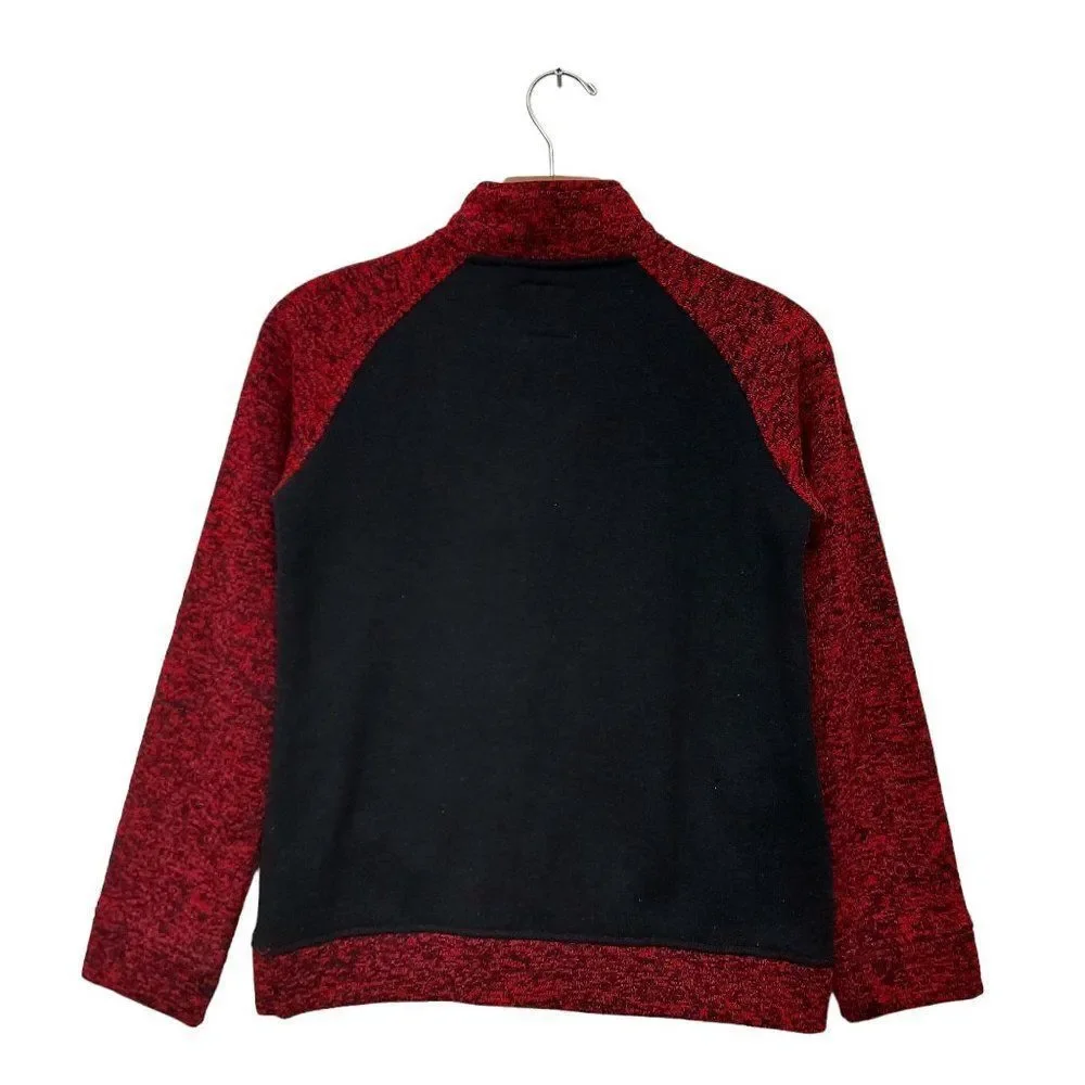 Oshkosh B'gosh Fleece Sweater Boys 14 Red Black 1/4 Zip Lightweight Travel